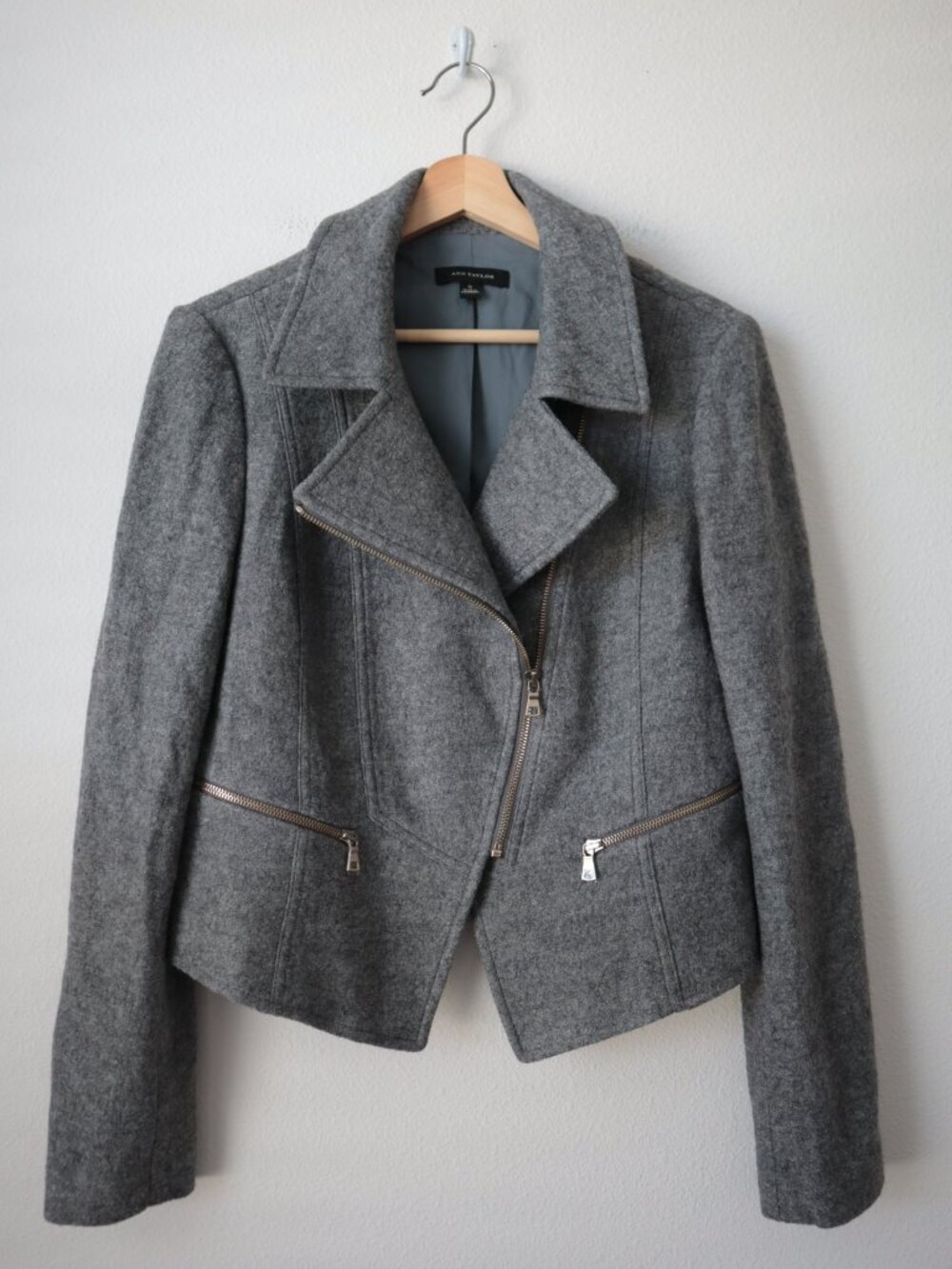 Ann Taylor Boiled Wool Blend Moto Jacket | S